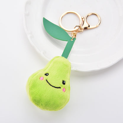 Cute Fruit Plush Keychains with Smiling Faces & Bright Colors