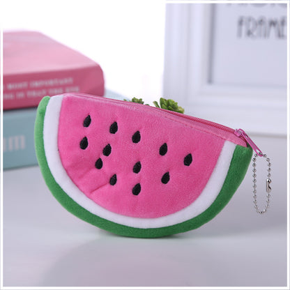 Colorful Plush Fruit-Shaped Watermelon Coin Purse