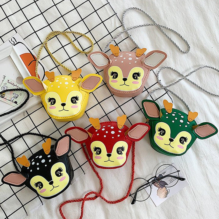 Adorable Kids Zipper Coin Purse with Cute Deer Face Design