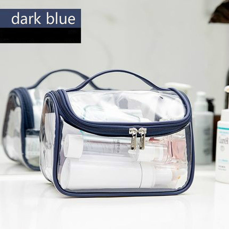 Large Transparent Waterproof Travel Makeup Bag with Zipper Closure