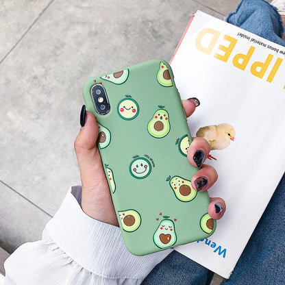 Cute Green Silicone Avocado Phone Case with Fun Cartoon Patterns