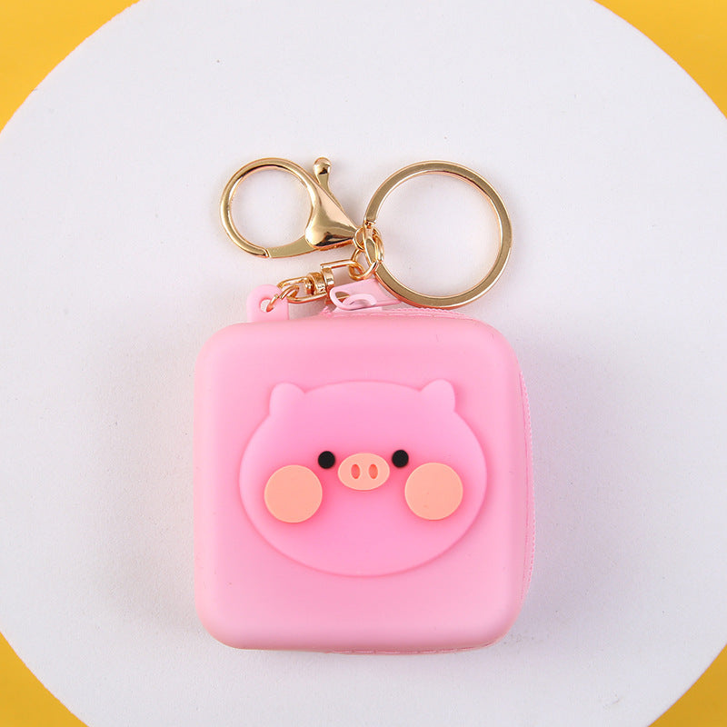 Cute Silicone Square Coin Purse & Earphone Case with Zipper