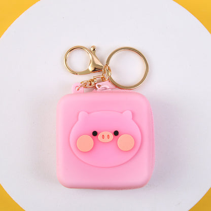 Cute Silicone Square Coin Purse & Earphone Case with Zipper