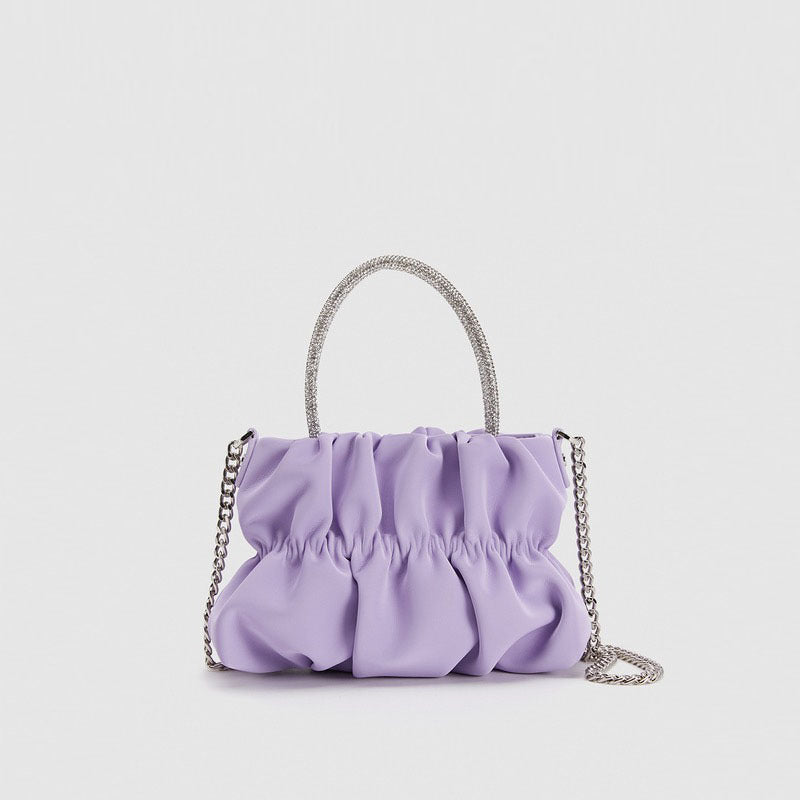 Stylish Pleated Shoulder Bags for Women in Soft Pastel Colors