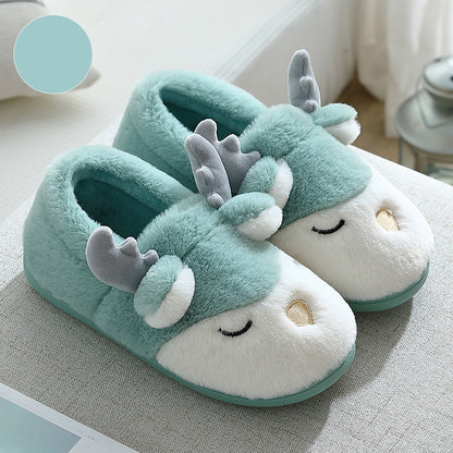 Cozy Plush Reindeer Winter Slippers – Unisex Warm Bedroom Slipper