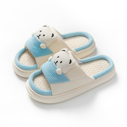 Cute Bear Plush Unisex Slippers – Thick Sole Indoor Bedroom Slippers