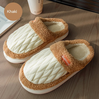 Stylish Warm, Non-Slip, Closed Toe Quilted Plush Home Slippers for Men