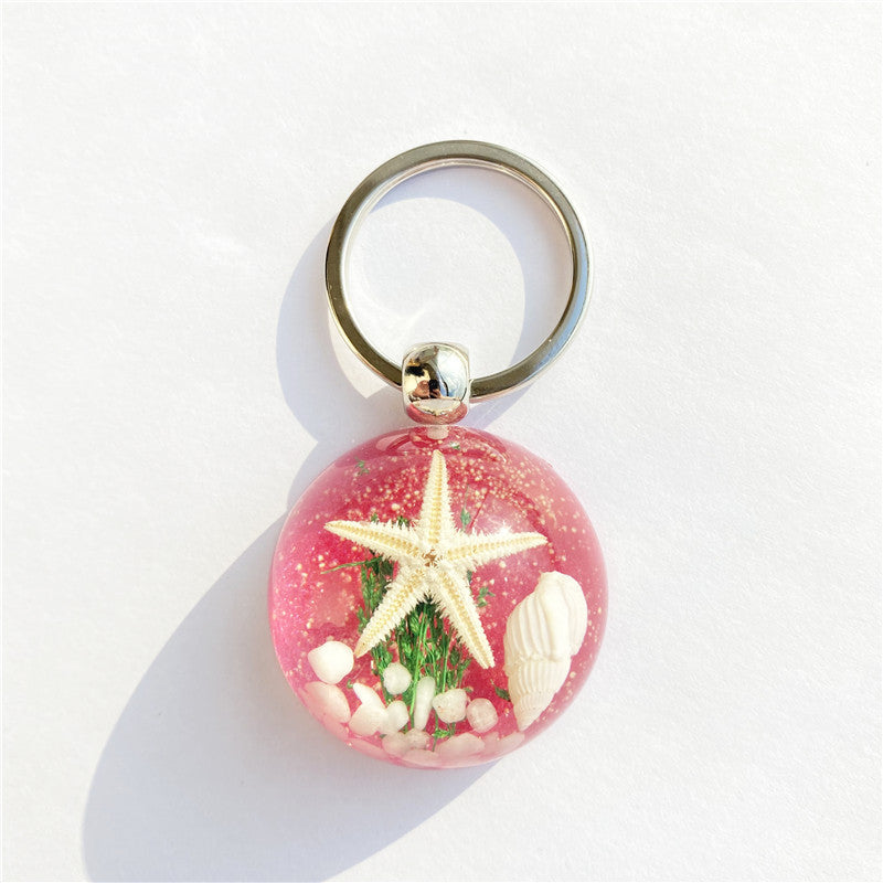 Starfish Amber Resin Keychain
