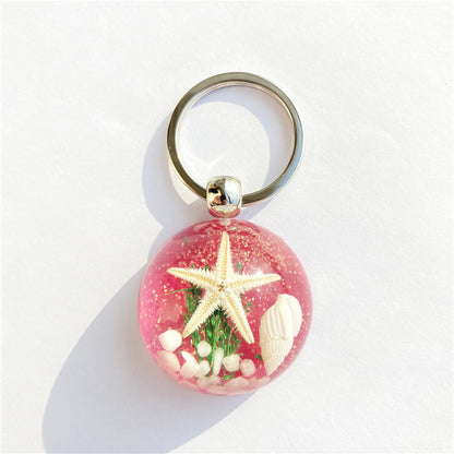 Starfish Amber Resin Keychain
