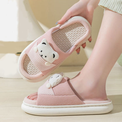 Cute Bear Plush Unisex Slippers – Thick Sole Indoor Bedroom Slippers