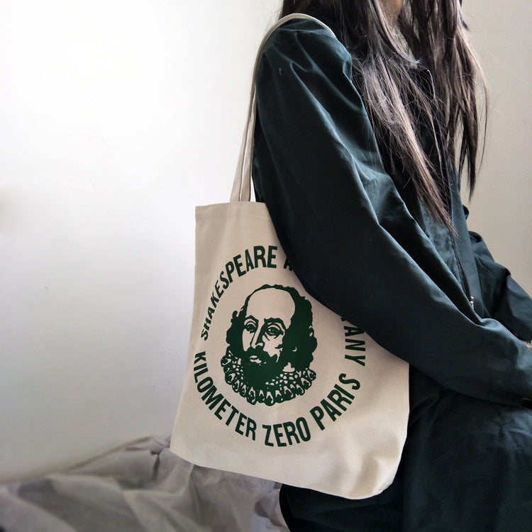 Literary Shakespeare Tote Bag | White Shoulder Tote Bag
