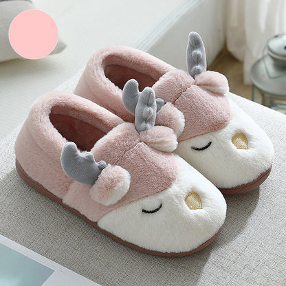 Cozy Plush Reindeer Winter Slippers – Unisex Warm Bedroom Slipper