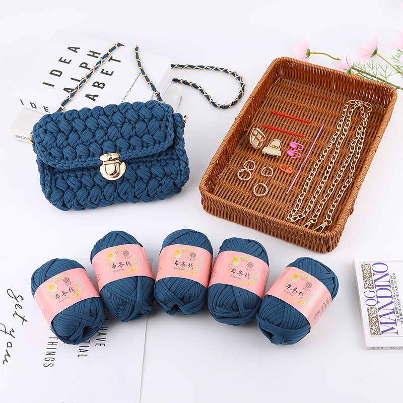 Colorful Knitted Chain Shoulder Bag with Lock for Women and With DIY Kit