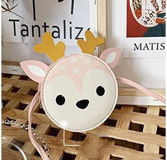 Kids Animal Face Coin Purse with Shoulder Strap – Cute Round Zipper Bag