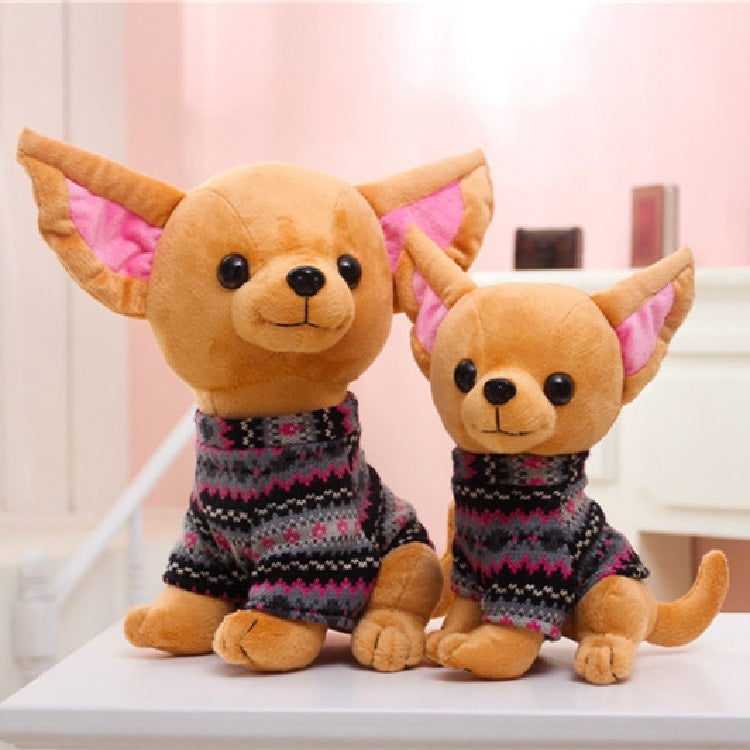 Charming Chihuahua Dog Plush Toy in Colorful Sweater