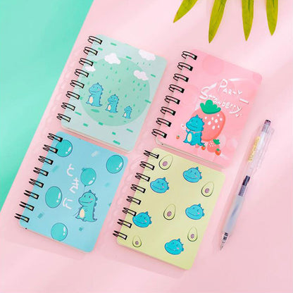 Cute Mini Spiral Notebooks with Fun Dino & Fruit-Themed Covers