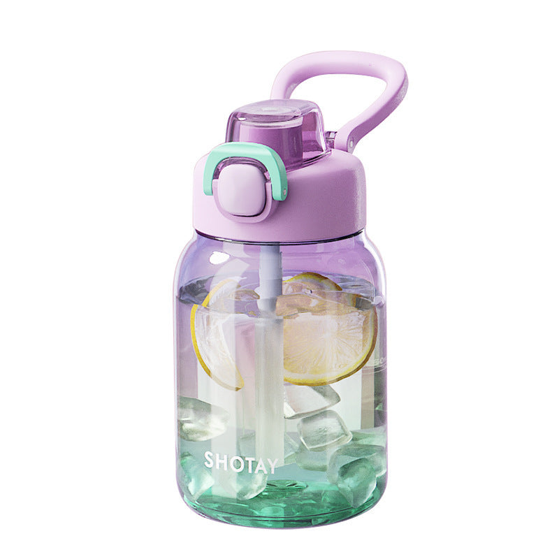 Simple Modern Transparent Flip-Top Plastic Water Bottle with Straw - 4 Colors