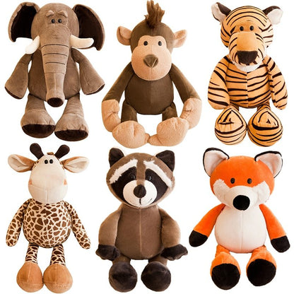 Adorable Jungle Animal Stuffed Toys with Fluffy Fur and Cute Faces