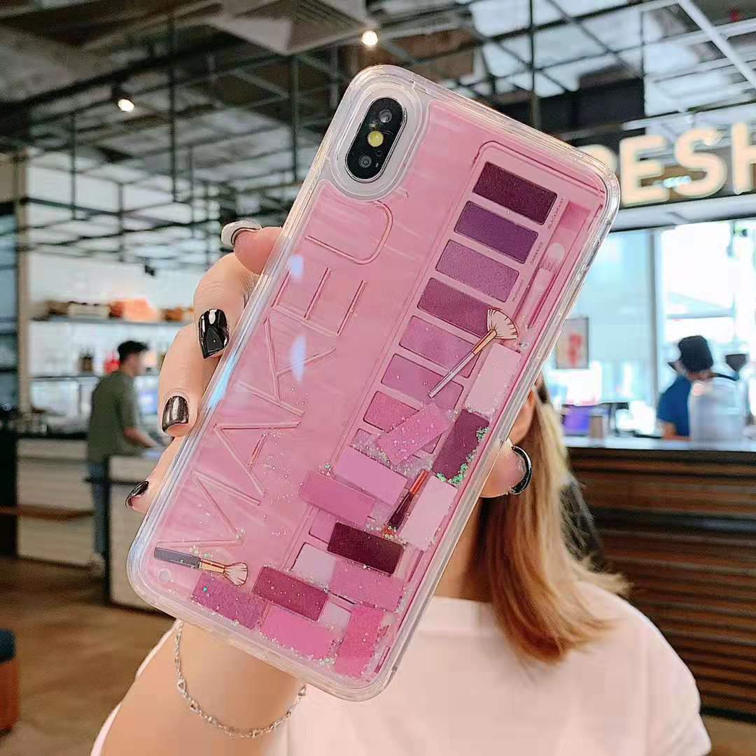 Cute Clear Korean Makeup Palette Phone Case in Pink & Purple Color