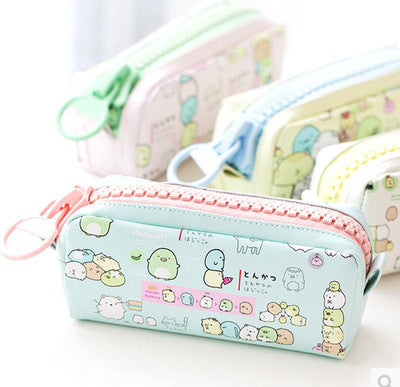 Colorful Zipper Pencil Pouch with Cute Cat, Dog, & Rabbit Designs