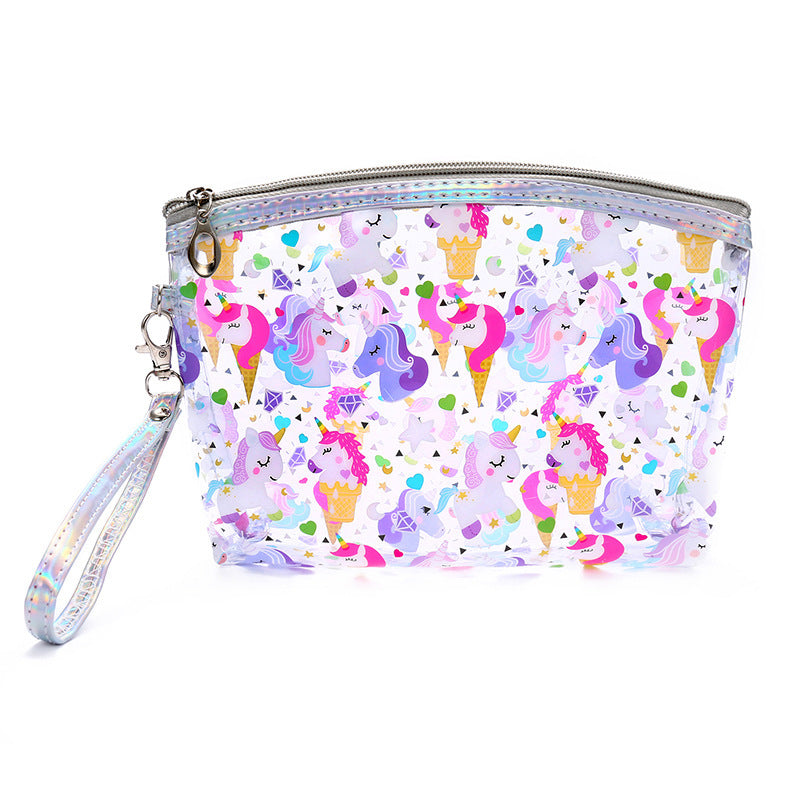 Small Waterproof Alpaca & Unicorn Cosmetic Bag with Transparent Design