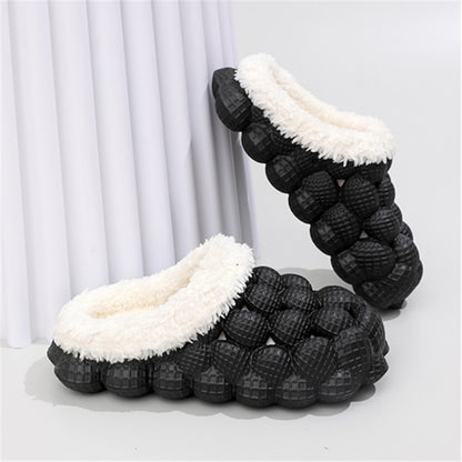 Warm Bubble Slides for Women – Non-Slip Thick Sole Indoor Slippers