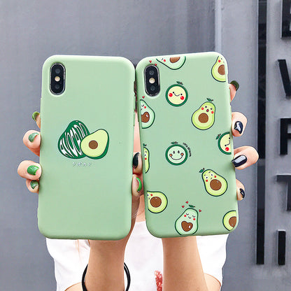 Cute Green Silicone Avocado Phone Case with Fun Cartoon Patterns