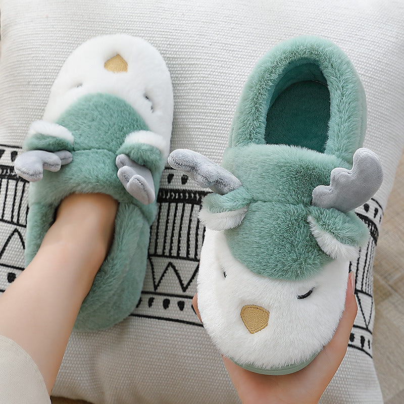 Cozy Plush Reindeer Winter Slippers – Unisex Warm Bedroom Slipper