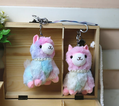 Cute Multi Colored Alpaca Keychain | Plush Keychain