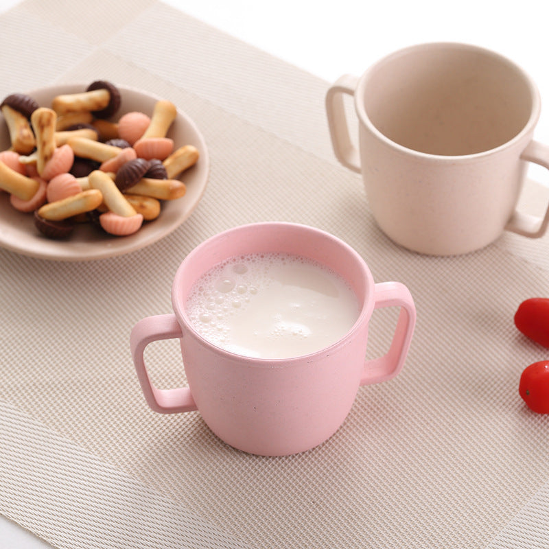 Creative Double Handled Round Mug in Pink, Blue, and Green Color