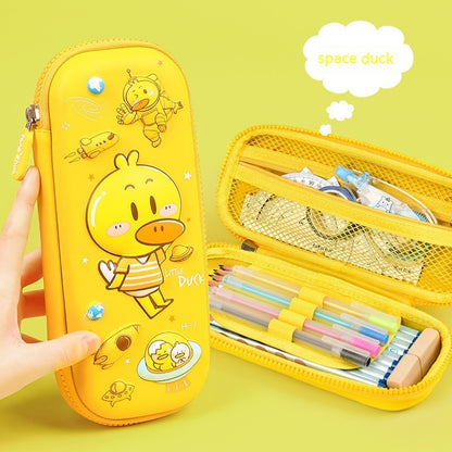 3D Zipper Pencil Case with Bright Cartoon Designs & Large Capacity