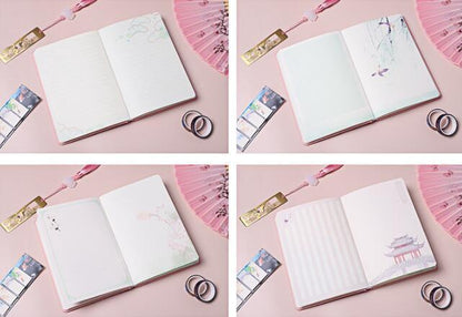 Elegant Hardcover Japanese Diary Set with Tassel and Art Motifs