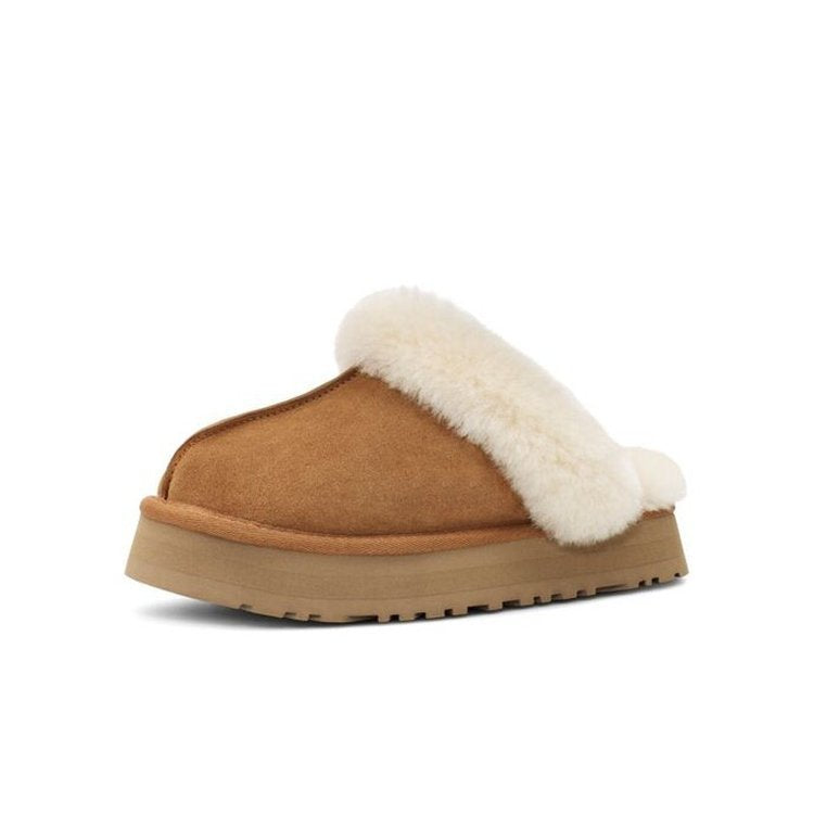 Furry Closed-Toe Non-Slip Slippers for Women – Thick Sole Comfort