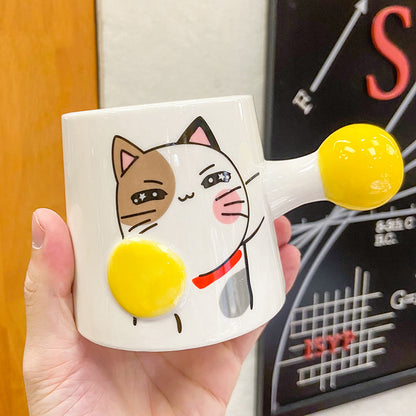 Cute Ceramic Boxing Cat Mugs in Colorful and Creative Design