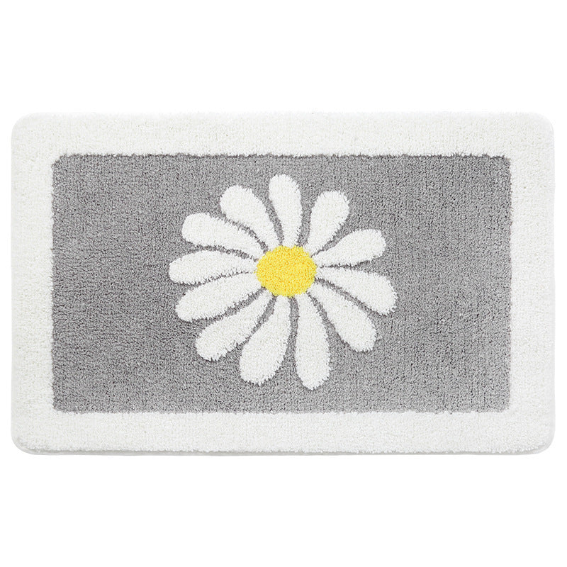 Washable Non-Slip Daisy Doormat in 4 Colors | Absorbent Cute Bathroom Mats