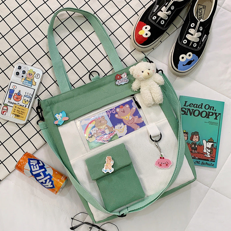 Unisex Large-Capacity Canvas Tote Bag - Multi Pocket Design