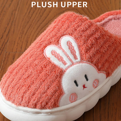 Cute Bear & Rabbit Plush Winter Slippers for Women – Thick Sole