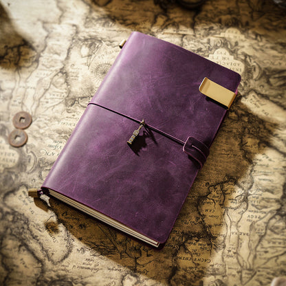 Vintage Leather Journal with Charms - Retro Adventure Design