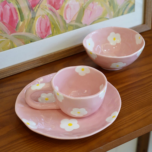 Hand-Painted Floral Porcelain Cup and Saucer Set – Vibrant Design