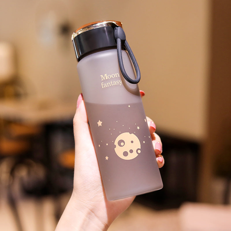 Moon Fantasy Frosted Small Water Bottle with Gold Lid