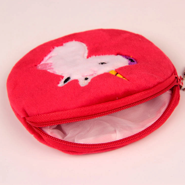 Cute Round Unicorn Plush Coin Purse with Zipper in Multiple Colors