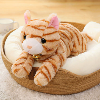 Adorable Stuffed Cat Toys Set in Grey, White, Striped, & Black Variants