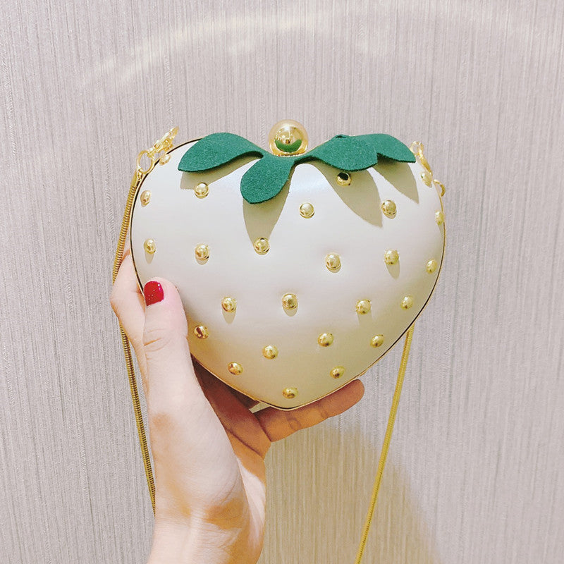 Colorful Strawberry-Shaped Leather Chain Shoulder Bags for Women