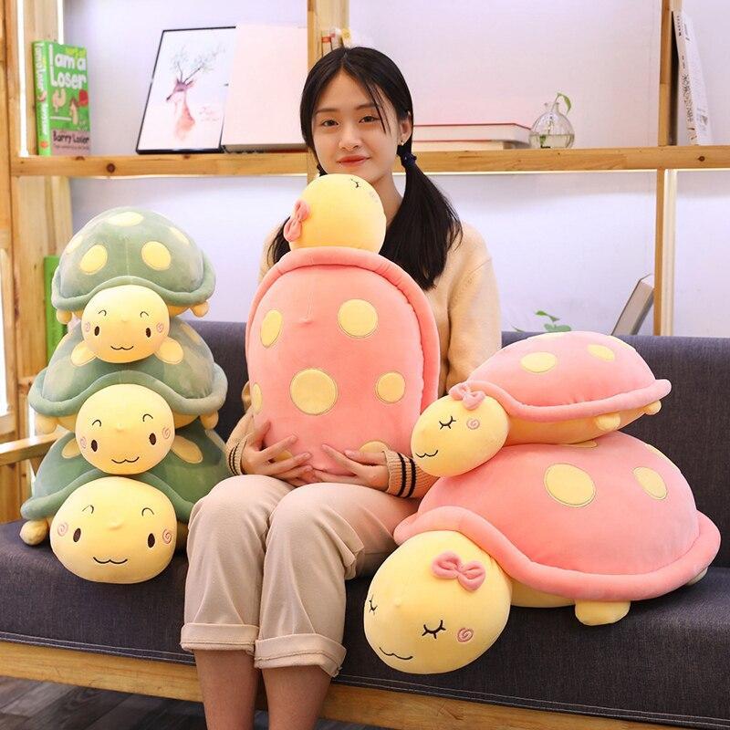 Large & Cute Stuffed Turtle Plush Toy Set with Pink & Green Shell Variants