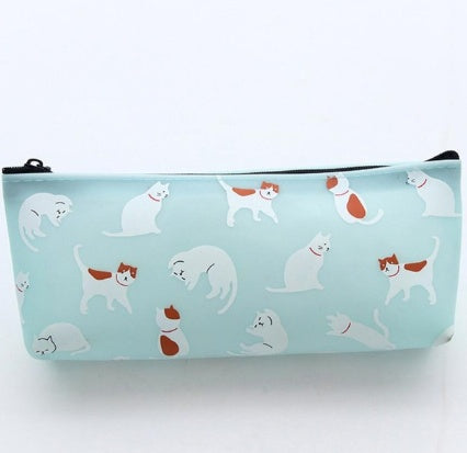 Cute Cat-Themed Silicone Zipper Pencil Case – Small & Colorful