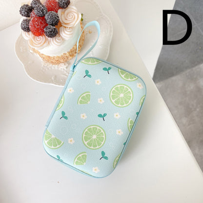 Rectangular Zipper Coin Purse & Earphone Case with Cute Fruit Prints