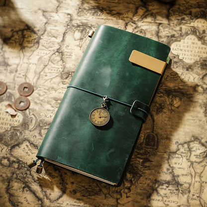 Vintage Leather Journal with Charms - Retro Adventure Design