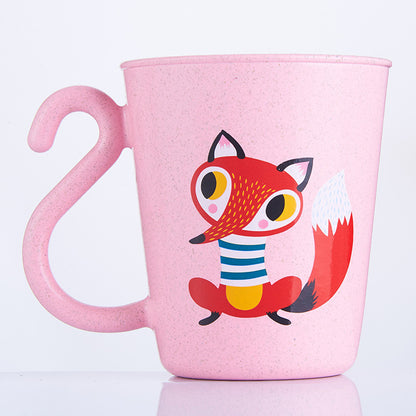 Cute Animal Wheat Straw Cups – Blue, Pink, and Fun Designs