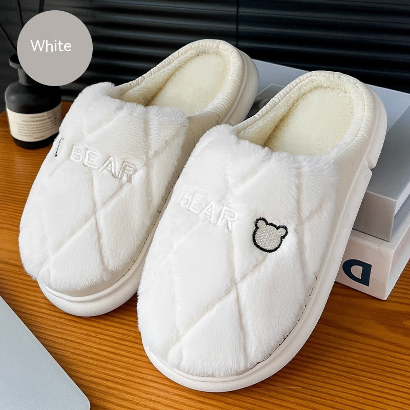 Stylish Warm, Non-Slip, Closed Toe Quilted Plush Home Slippers for Men