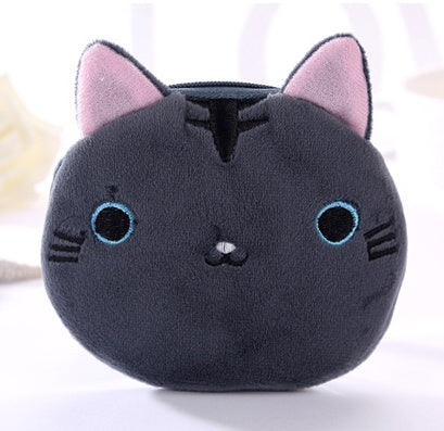 Cute Plush Cat Coin Purse Keychain in Small Zipper Pocket Pouch Design